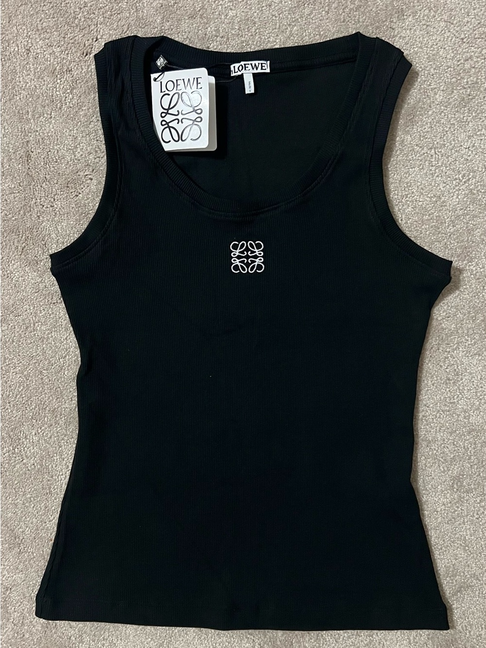 Loewe Black Tank Top with White Anagram Logo